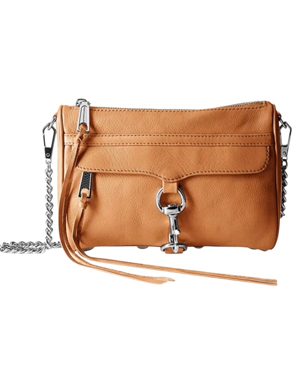 Rebecca Minkoff Mini MAC Convertible Crossbody Tan Suede Purse Silver Hardware